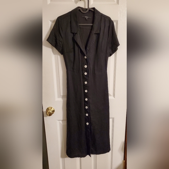 Quince European Linen Button Down Dress Black Size Small - Picture 4 of 8